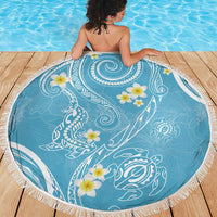 Polynesia Tribal Beach Blanket Turquoise Plumeria Tentacles