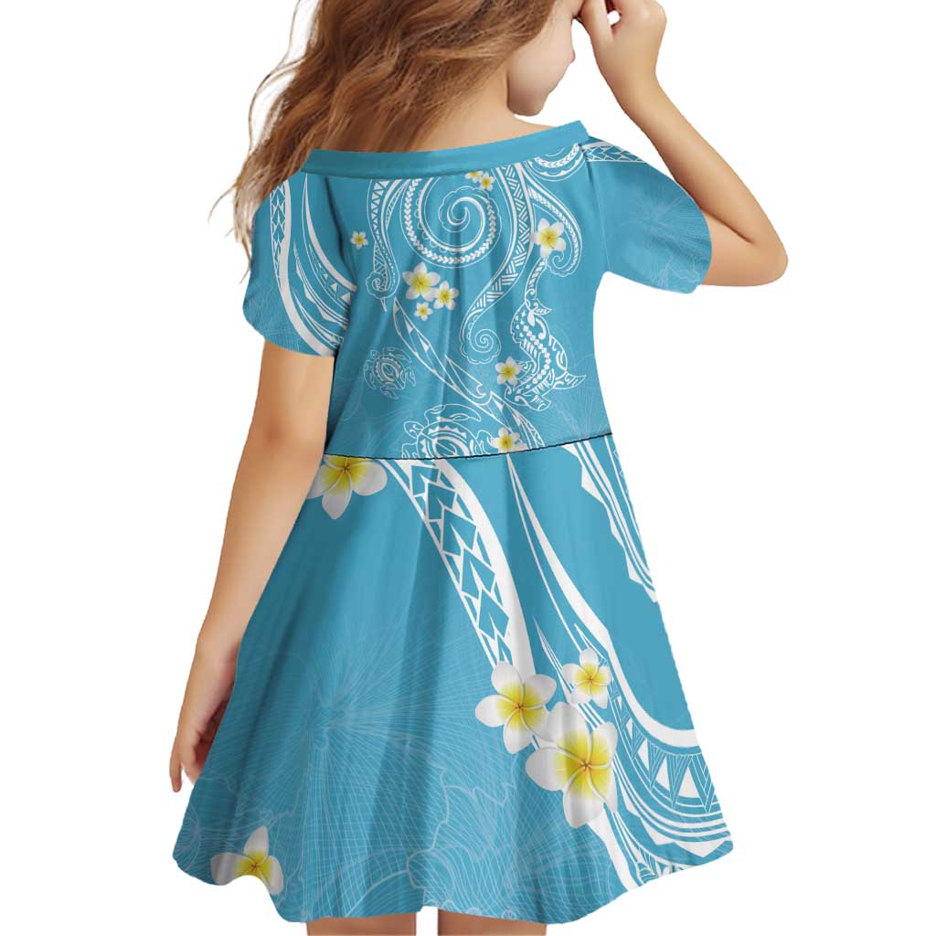 Polynesia Tribal Family Matching Off Shoulder Short Dress and Hawaiian Shirt Turquoise Plumeria Tentacles