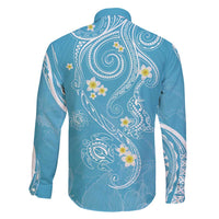 Polynesia Tribal Family Matching Short Sleeve Bodycon Dress and Hawaiian Shirt Turquoise Plumeria Tentacles