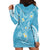 Polynesia Tribal Hoodie Dress Turquoise Plumeria Tentacles