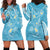 Polynesia Tribal Hoodie Dress Turquoise Plumeria Tentacles