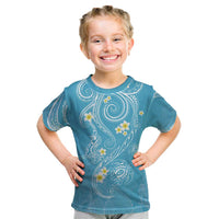 Polynesia Tribal Kid T Shirt Turquoise Plumeria Tentacles