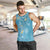Polynesia Tribal Men Tank Top Turquoise Plumeria Tentacles