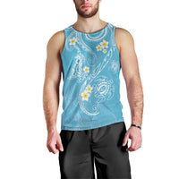 Polynesia Tribal Men Tank Top Turquoise Plumeria Tentacles