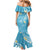 Polynesia Tribal Mermaid Dress Turquoise Plumeria Tentacles