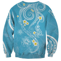 Polynesia Tribal Sweatshirt Turquoise Plumeria Tentacles
