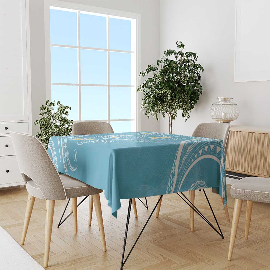 Polynesia Tribal Tablecloth Turquoise Plumeria Tentacles