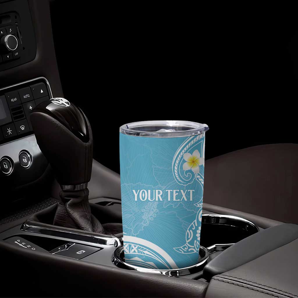 Polynesia Tribal Tumbler Cup Turquoise Plumeria Tentacles