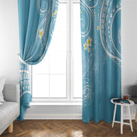 Polynesia Tribal Window Curtain Turquoise Plumeria Tentacles