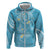 Polynesia Tribal Zip Hoodie Turquoise Plumeria Tentacles