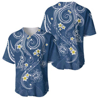 Polynesia Tribal Baseball Jersey Deep Blue Plumeria Tentacles