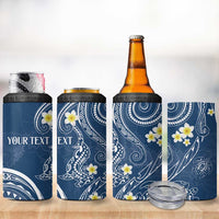 Polynesia Tribal 4 in 1 Can Cooler Tumbler Deep Blue Plumeria Tentacles