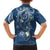Polynesia Tribal Family Matching Short Sleeve Bodycon Dress and Hawaiian Shirt Deep Blue Plumeria Tentacles