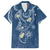 Polynesia Tribal Family Matching Short Sleeve Bodycon Dress and Hawaiian Shirt Deep Blue Plumeria Tentacles