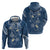 Polynesia Tribal Hoodie Deep Blue Plumeria Tentacles