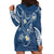 Polynesia Tribal Hoodie Dress Deep Blue Plumeria Tentacles