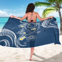 Polynesia Tribal Sarong Deep Blue Plumeria Tentacles