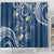 Polynesia Tribal Shower Curtain Deep Blue Plumeria Tentacles