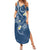 Polynesia Tribal Summer Maxi Dress Deep Blue Plumeria Tentacles