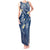 Polynesia Tribal Tank Maxi Dress Deep Blue Plumeria Tentacles