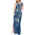 Polynesia Tribal Tank Maxi Dress Deep Blue Plumeria Tentacles