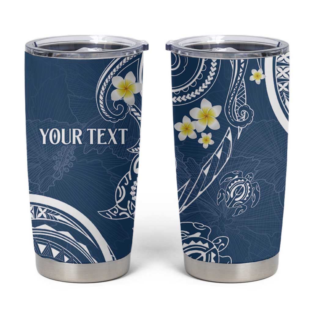 Polynesia Tribal Tumbler Cup Deep Blue Plumeria Tentacles
