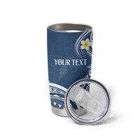 Polynesia Tribal Tumbler Cup Deep Blue Plumeria Tentacles