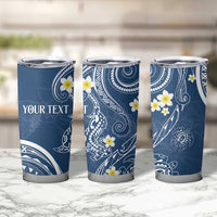 Polynesia Tribal Tumbler Cup Deep Blue Plumeria Tentacles