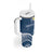 Polynesia Tribal Tumbler With Handle Deep Blue Plumeria Tentacles