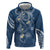 Polynesia Tribal Zip Hoodie Deep Blue Plumeria Tentacles