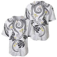 Polynesia Tribal Baseball Jersey White Plumeria Tentacles