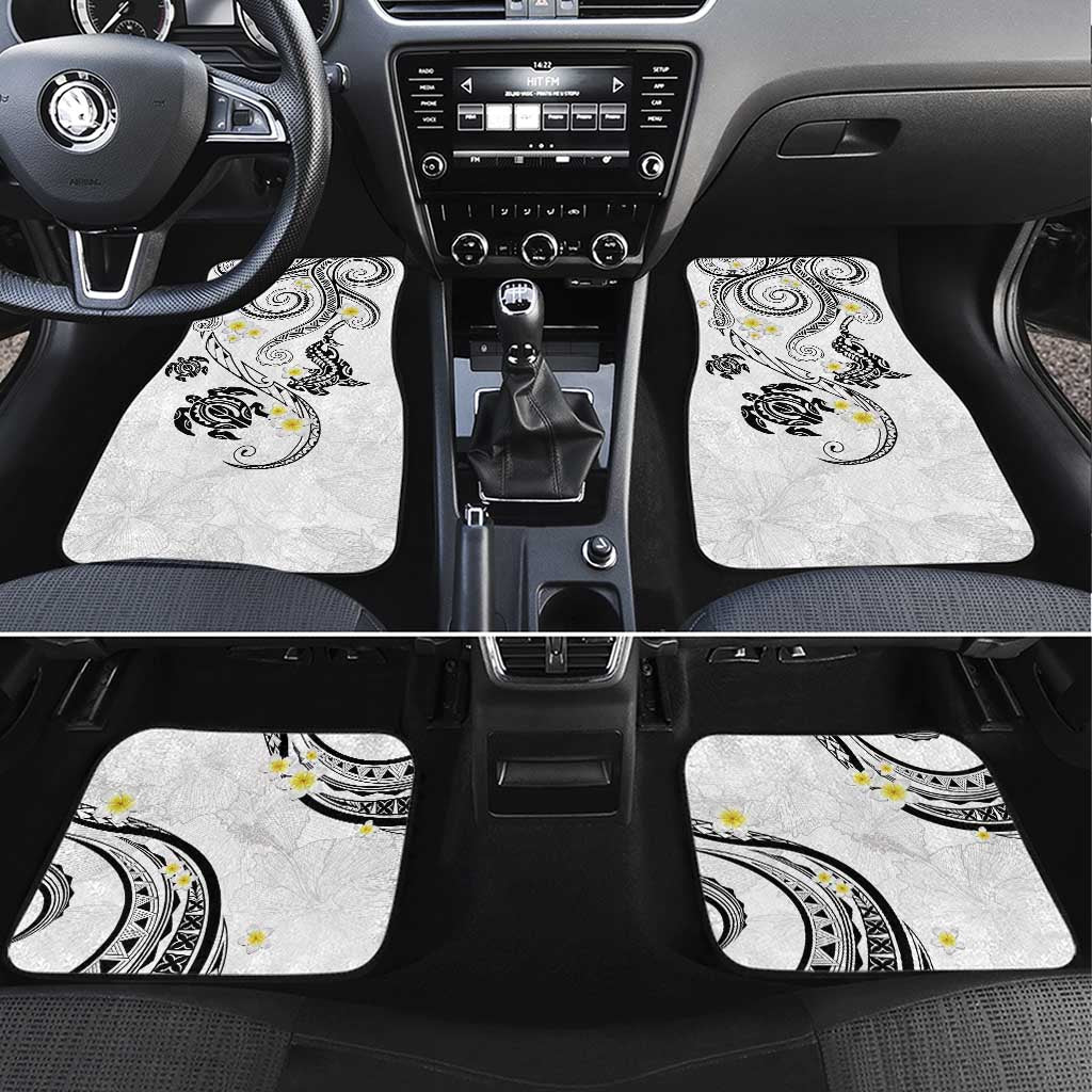 Polynesia Tribal Car Mats White Plumeria Tentacles