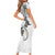 Polynesia Tribal Family Matching Short Sleeve Bodycon Dress and Hawaiian Shirt White Plumeria Tentacles