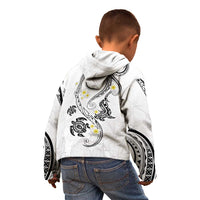 Polynesia Tribal Kid Hoodie White Plumeria Tentacles
