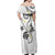 Polynesia Tribal Off Shoulder Maxi Dress White Plumeria Tentacles