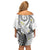 Polynesia Tribal Off Shoulder Short Dress White Plumeria Tentacles