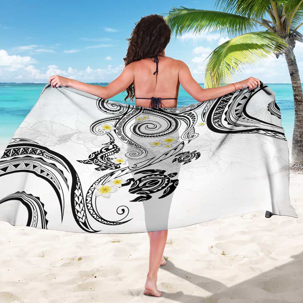 Polynesia Tribal Sarong White Plumeria Tentacles