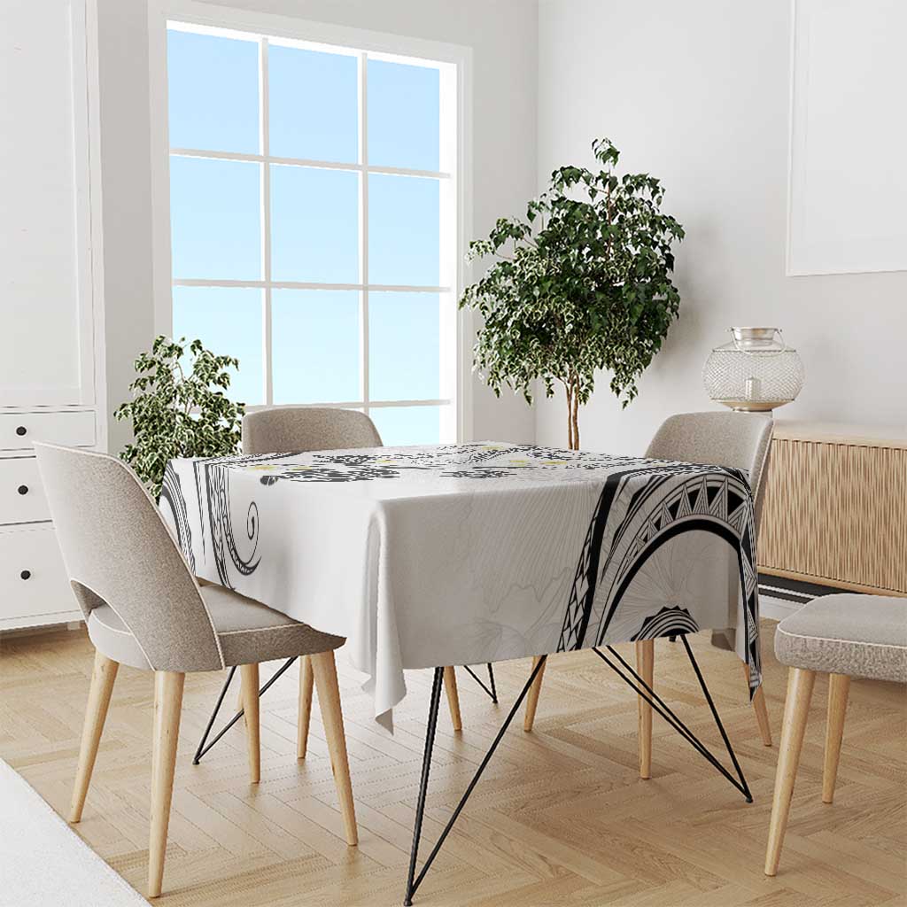 Polynesia Tribal Tablecloth White Plumeria Tentacles