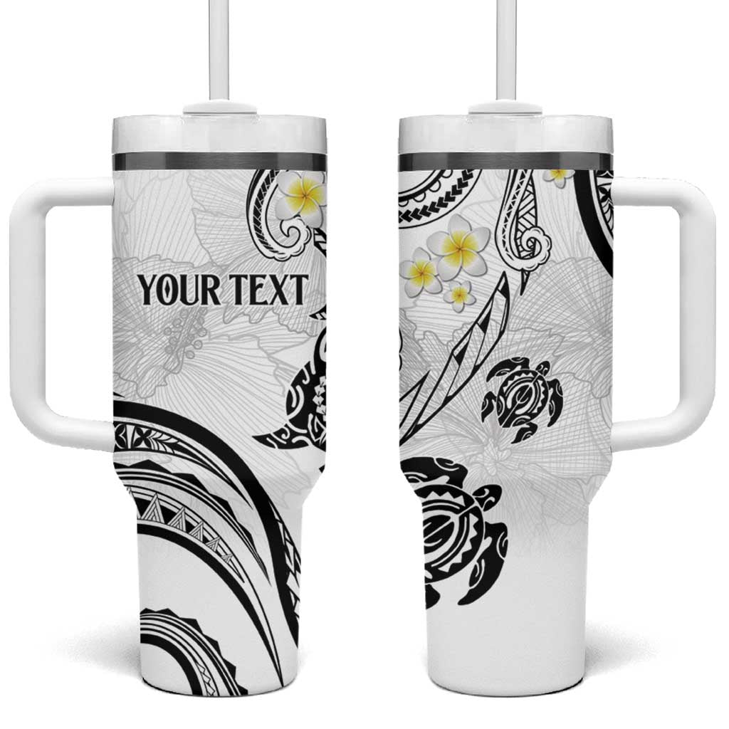 Polynesia Tribal Tumbler With Handle White Plumeria Tentacles
