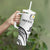 Polynesia Tribal Tumbler With Handle White Plumeria Tentacles