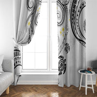 Polynesia Tribal Window Curtain White Plumeria Tentacles
