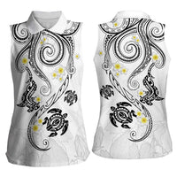 Polynesia Tribal Women Sleeveless Polo Shirt White Plumeria Tentacles LT7 - Polynesian Pride
