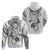 Polynesia Tribal Zip Hoodie White Plumeria Tentacles