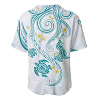 Polynesia Tribal Baseball Jersey Teal Plumeria Tentacles