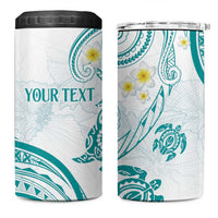 Polynesia Tribal 4 in 1 Can Cooler Tumbler Teal Plumeria Tentacles