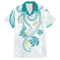 Polynesia Tribal Family Matching Off Shoulder Maxi Dress and Hawaiian Shirt Teal Plumeria Tentacles