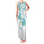 Polynesia Tribal Family Matching Tank Maxi Dress and Hawaiian Shirt Teal Plumeria Tentacles