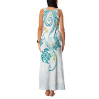 Polynesia Tribal Family Matching Tank Maxi Dress and Hawaiian Shirt Teal Plumeria Tentacles