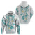 Polynesia Tribal Hoodie Teal Plumeria Tentacles