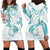 Polynesia Tribal Hoodie Dress Teal Plumeria Tentacles